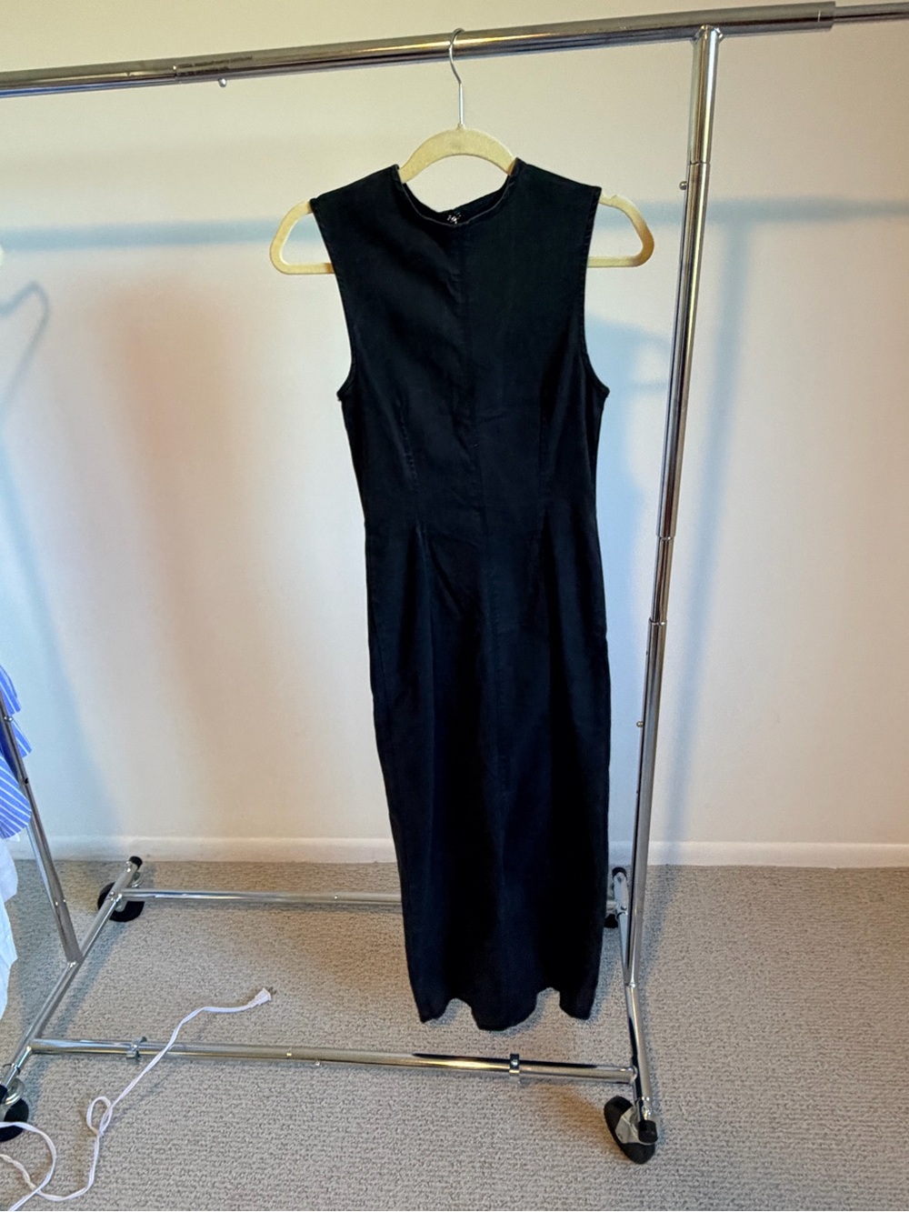 NWOT Reformation Black Sleeveless Denim Midi/Maxi Dress